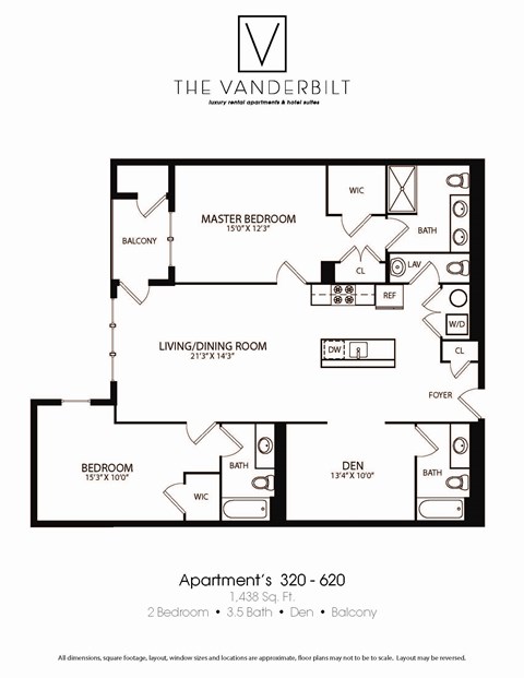Floor plan for 2 beds, 3.5 baths